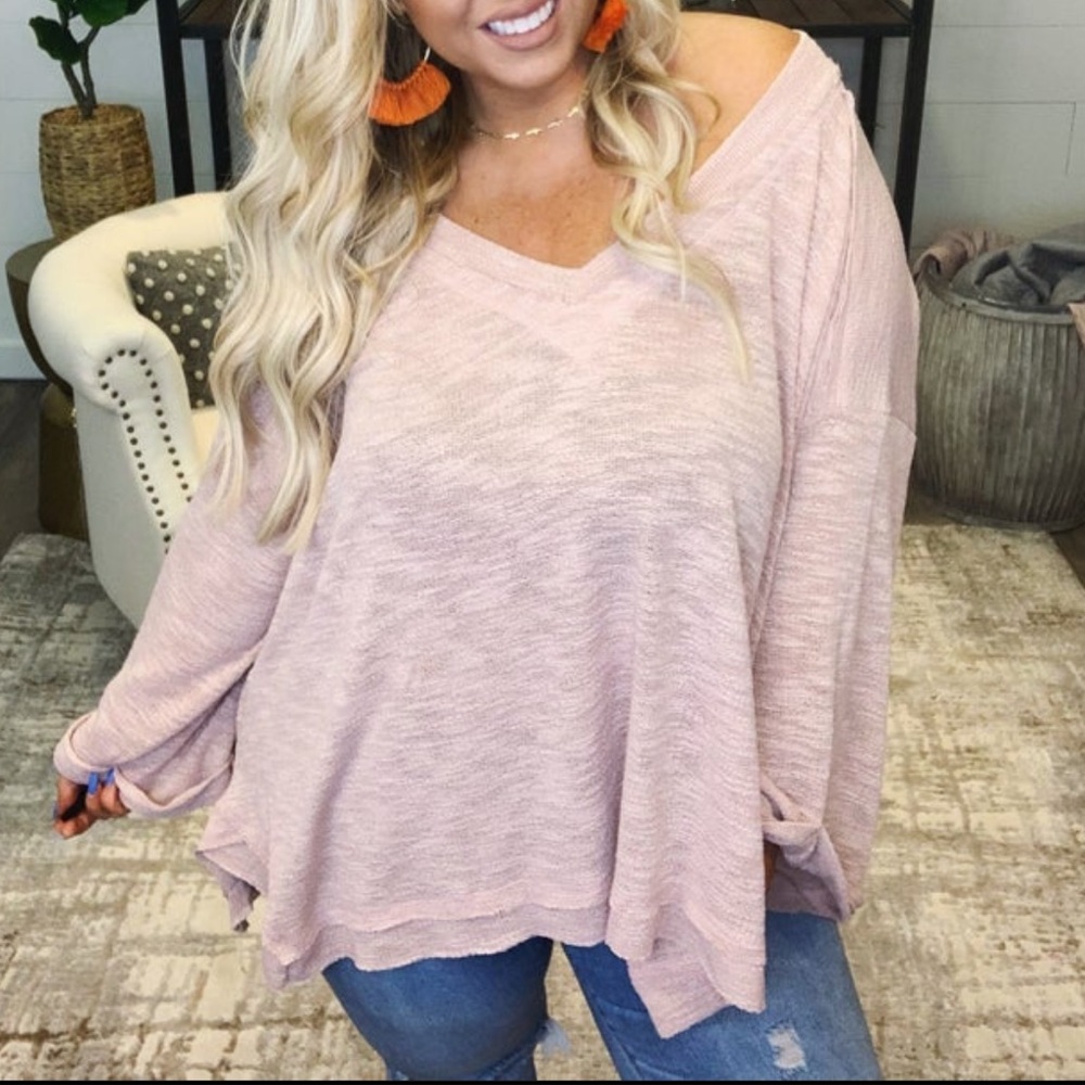 Vneck pink top